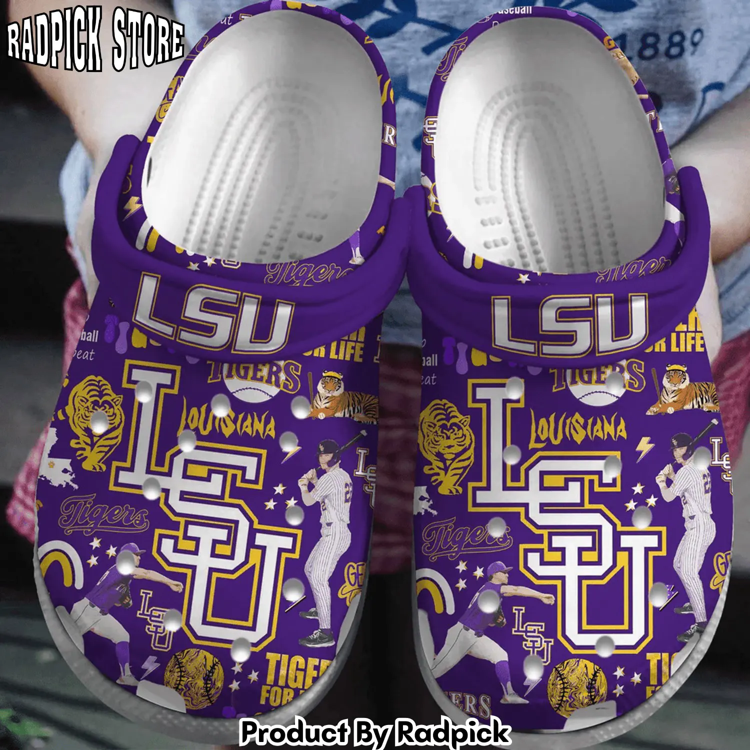 Radpick premium lsu geaux tigers ncaa sport clogs shoes comfortable for men women d85 rp6522247